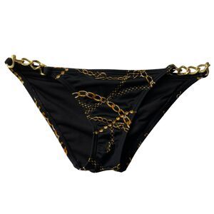 Victoria's Secret Black Chains Equestrian Swim Bottom Small Women's